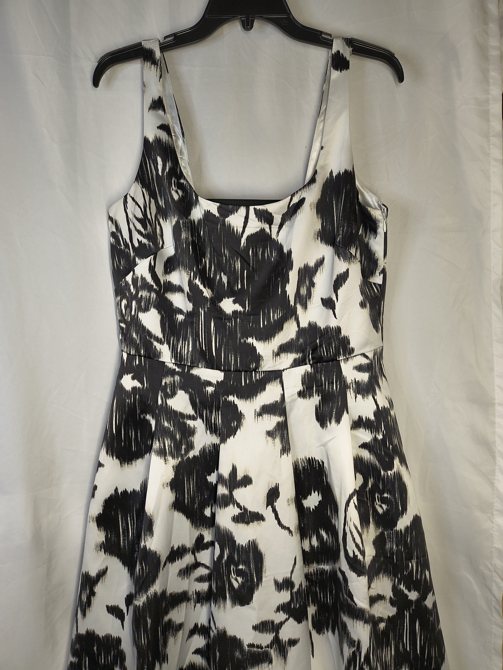 White House Black Market Black & White Floral-Pattern Midi Dress